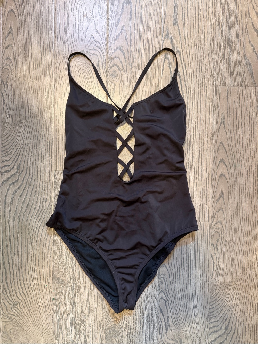 Urban Outfitters Black One-Piece Swimsuit with Crisscross Detail